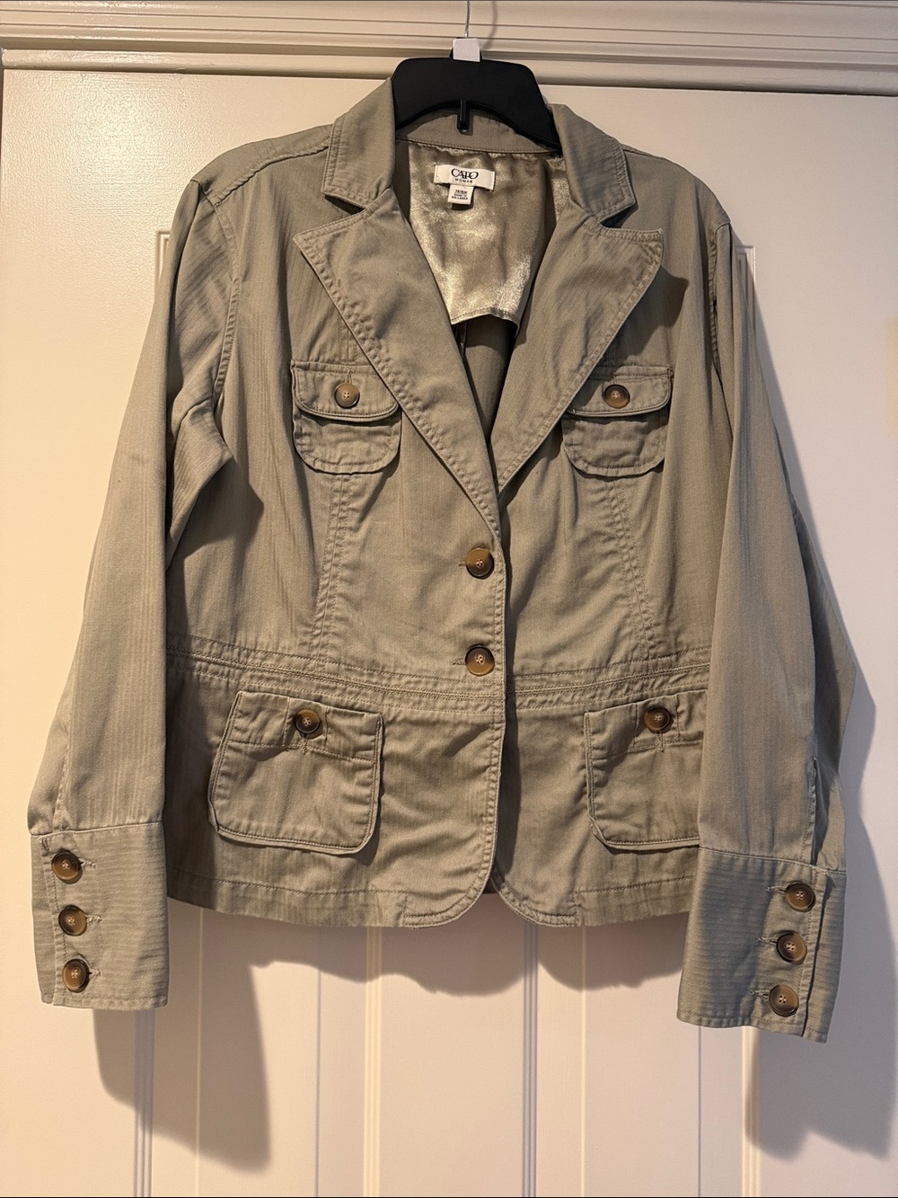 Sage Green Utility Structure Earthcore Corp Office Sporty Blazer Jacket 14/16W